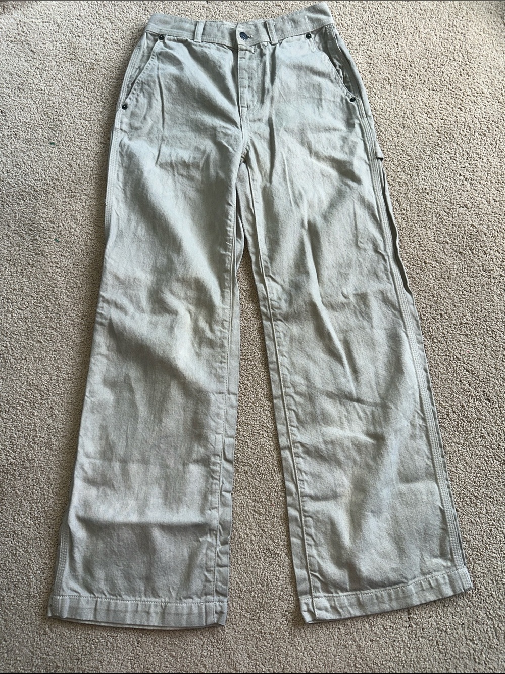 Madewell Wide Leg Flare Jeans in Light Beige